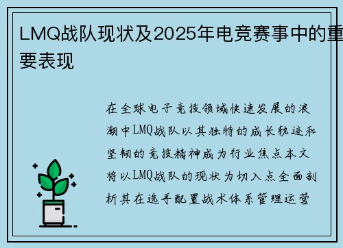 LMQ战队现状及2025年电竞赛事中的重要表现